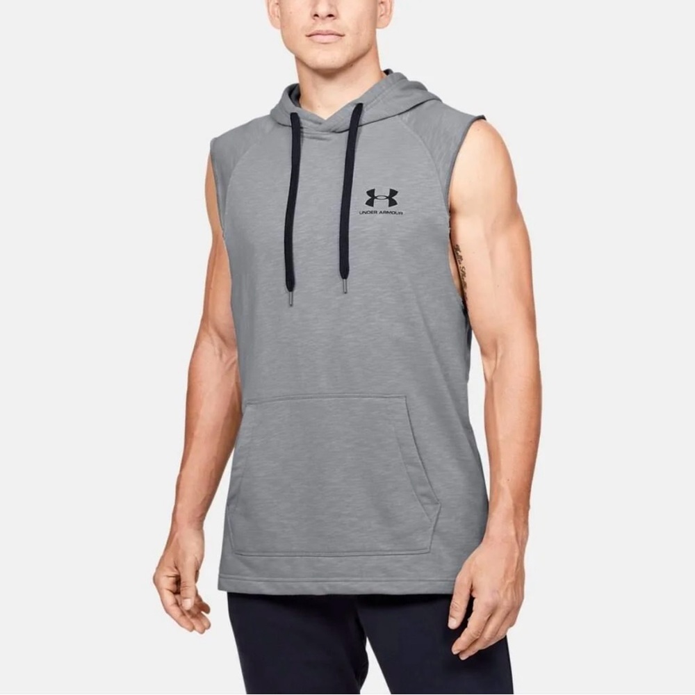 Under Armour Men’s Sportstyle Terry Sleeveless Hoodie Gray Size XL